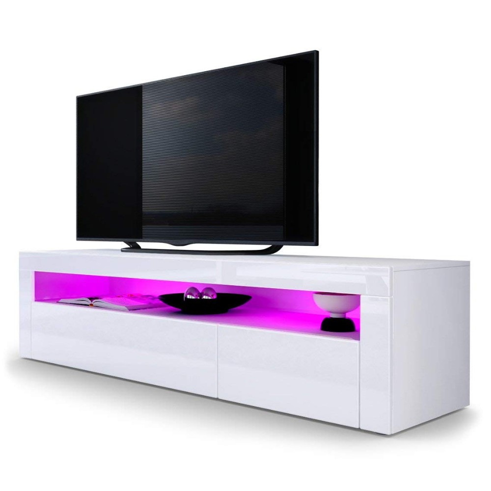 high glossy TV Cabinet With Solid Wood Leg