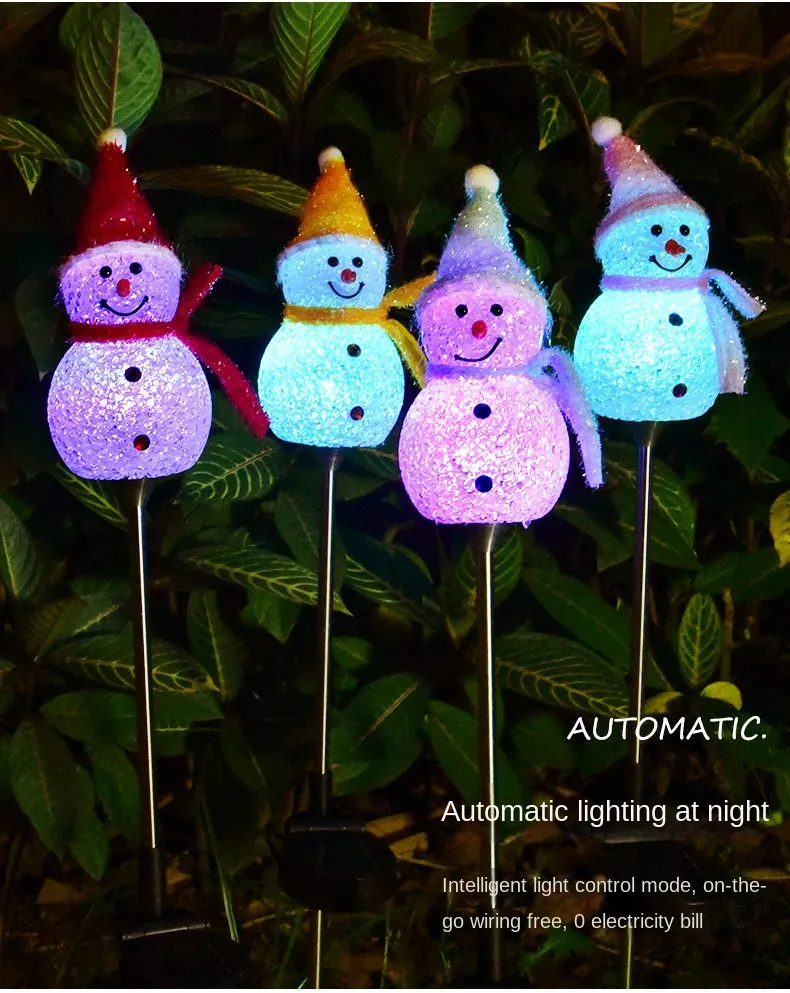 Illuminating Festive Snowman Solar Floor Lamps for Outdoor Decor