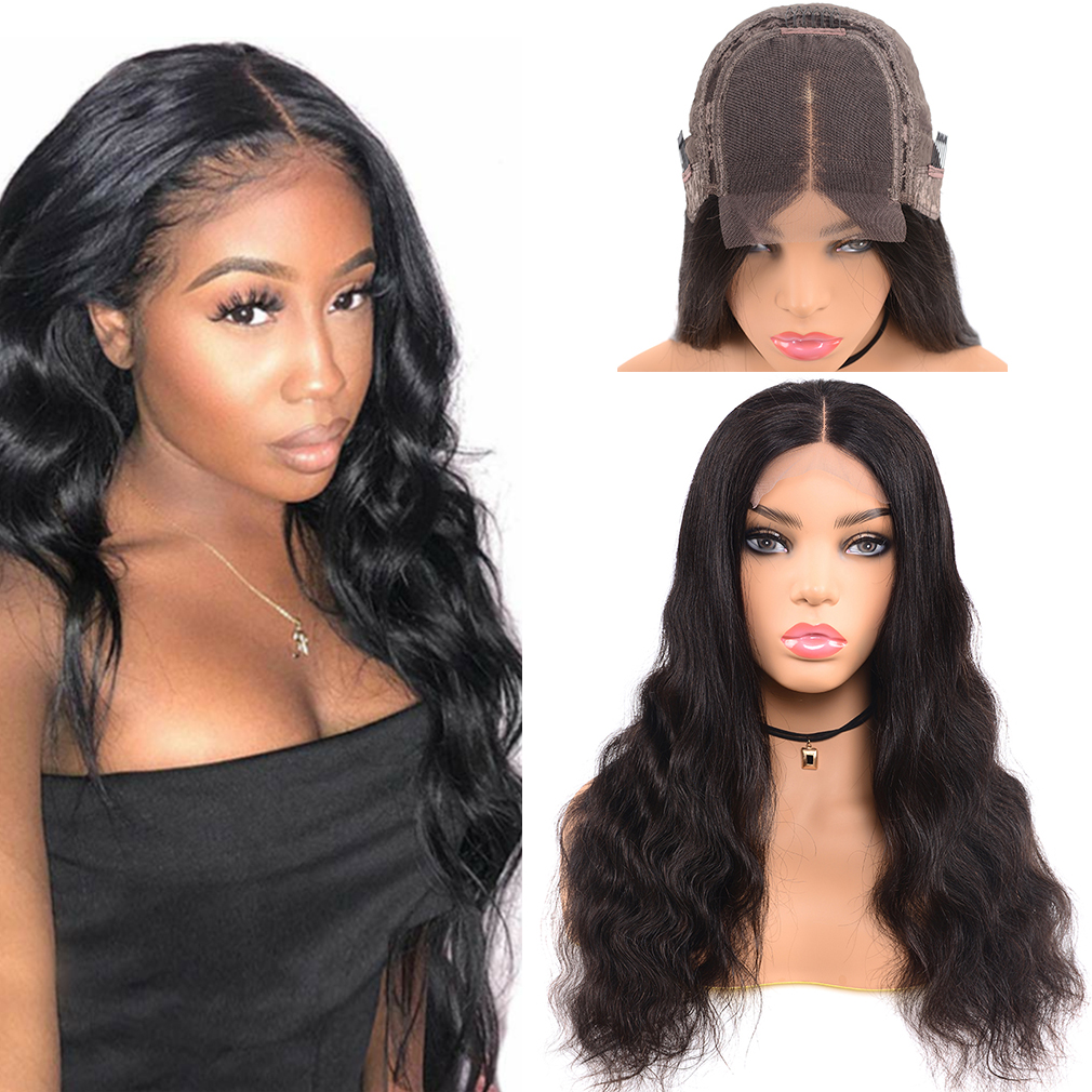 Long Straight Black human Hair Wig Body Wave Lace Front Wig For Women 4*4 Lace Front Wigs Brazilian Body wave 28 inch