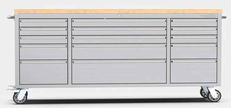 Junmao Us General Metal Workbench 72 Inch 15-Drawer Tool Cabinet with Wheel-Red