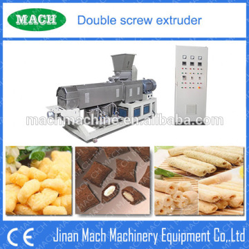 Double screw extruder for puffed snacks