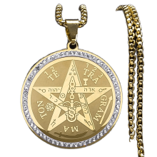 Tetragrammaton Pentagram Amulet Necklace - Stainless Steel Jewish Talisman Jewelry