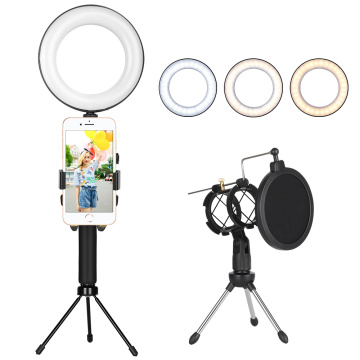 LED Ring Light with Microphone & Mobile-Phone Holder