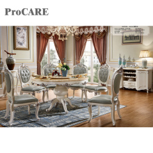 Solid Wood Natural Rosin Yellow Dining Table Set with 6 Chairs