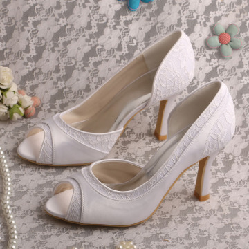 Peep Toe White Shoes for Wedding