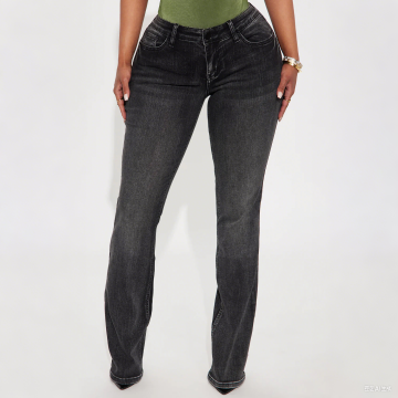 Star Embellished Boot cut Jeans Black Wash Women Denim Pants