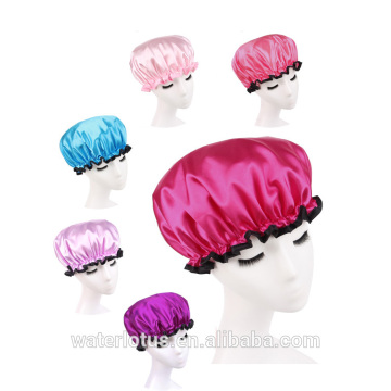 High quality silk pure color shower cap