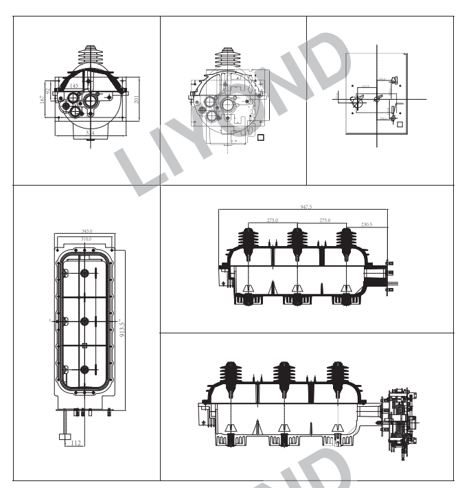 Indoor 24kV SF6 load break switch phase distance 230mm 275mm LBS for switchgear