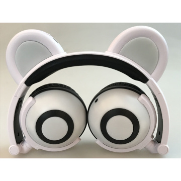 Cartoon Panda Ear EarphonesGlowing Wired Headphones