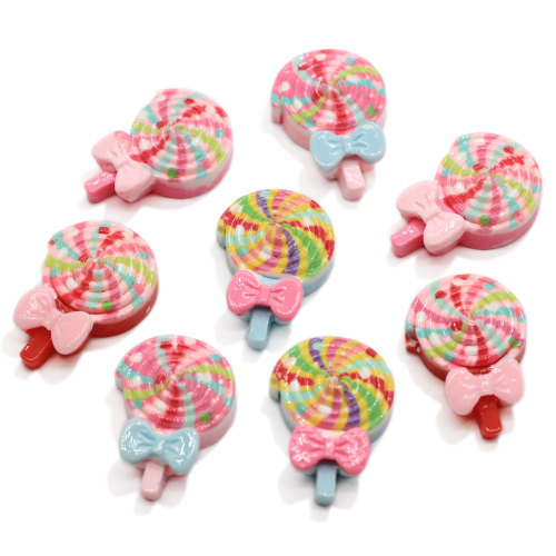 High Quality 100pcs 15*22MM Color Flatback Resin Sweet Candy Lollipop Crafts For Jewelry Accessories Decoration Ornament