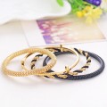 Thời trang năm 2015 Exaggerate chuỗi đa lớp da kim loại vàng Bangle