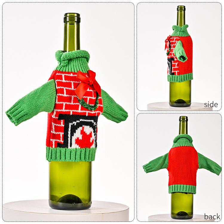 New Product Red Wine Bottle Bag Christmas Decoration Christmas Knitted Clothes Wine Set Table Setting Supplies