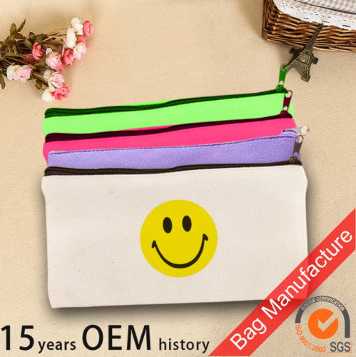 Colorful small smile face school pencil case for children
