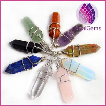 Wholesale natural semi gemstone hexagonal pendant