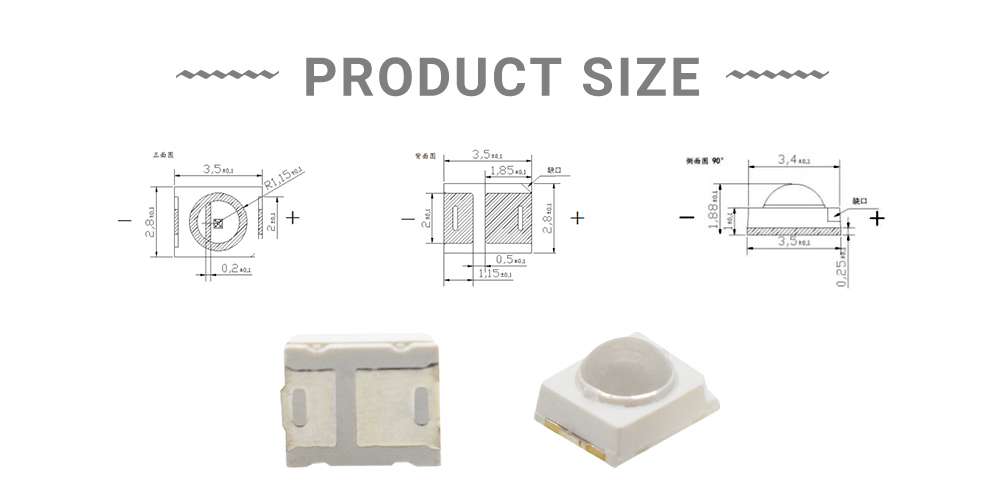 Size of Dome lens SMD LED 940nm LED