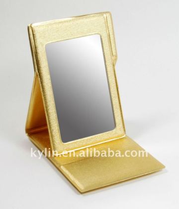 Leather cosmetic mirror