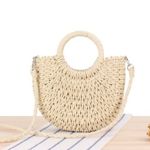 Women's Natural Chic Hand-Woven Rattan Straw Basket Bag
