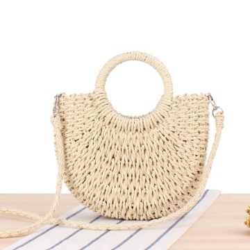 Women's Natural Chic Hand-Woven Rattan Straw Basket Bag