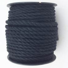 Black 6mm Macrame Cotton Cord - 3 Strands Twisted Cotton Cord