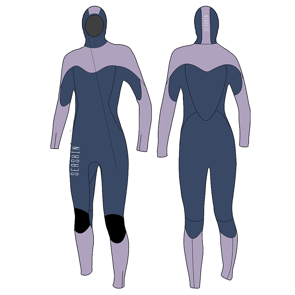 Donne per la pelle di mare 5/4 mm wetsuit con fiocchi con cerniera anteriore con cappuccio con cappuccio