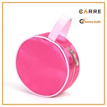 satin round shape cosmetic bag