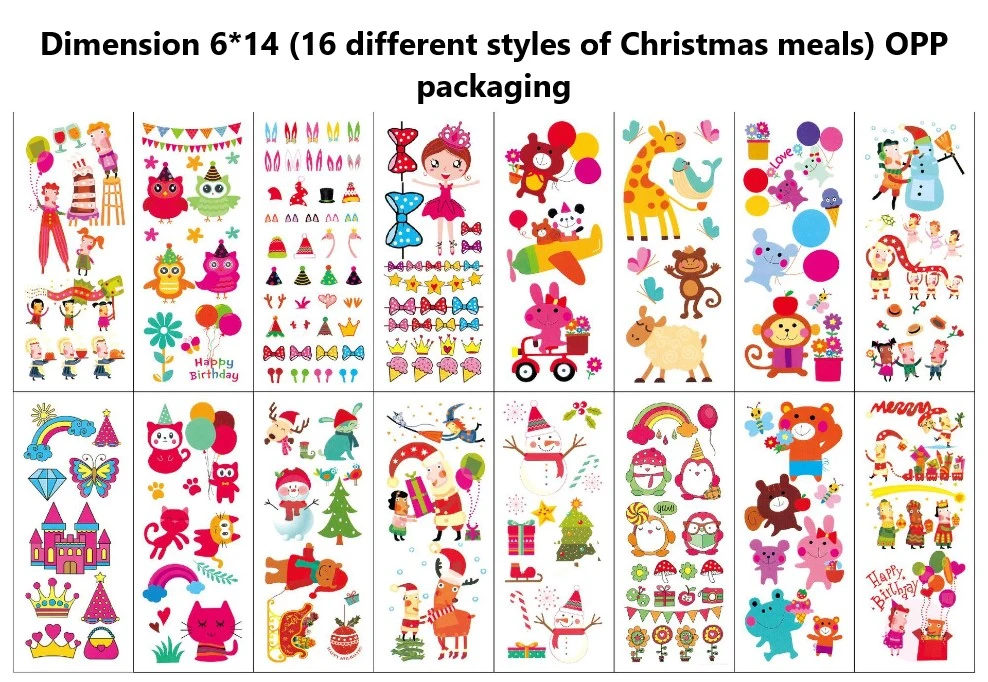 Fashion Cartoon Tattoo Stickers for Christmas Party/Celebration/Festival/Ceremony