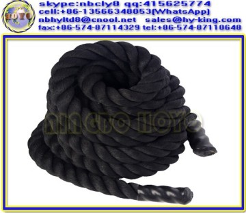 Polyester exercise heavy ropes , black heavy ropes training , batteling ropes
