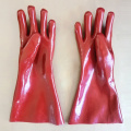 Luvas de segurança de trabalho em PVC vermelho escuro de 35cm