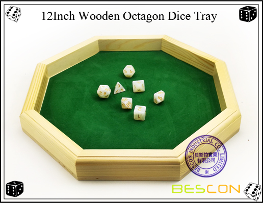 12Inch Wooden Octagon Dice Tray