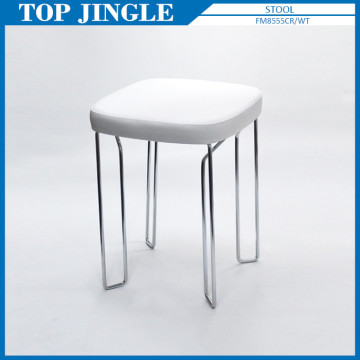 White Synthetic Leather Cushion Bar Foldable Stool