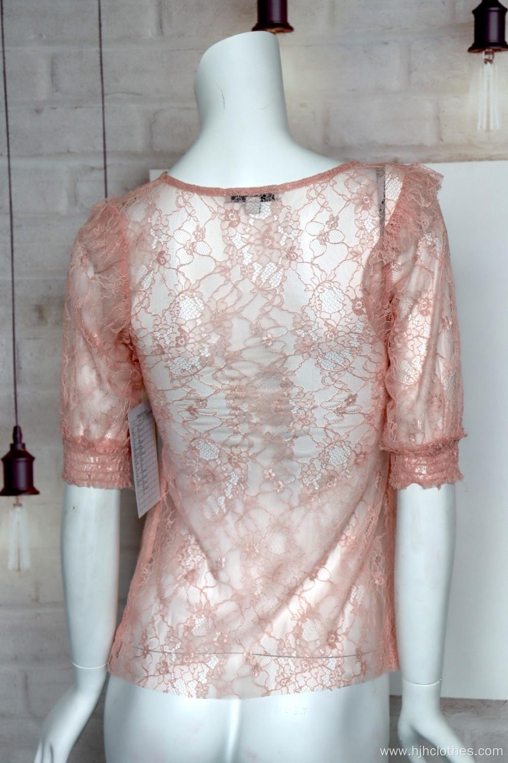 Lace Short Sleeved Sexy Top For Ladies