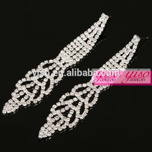 beautiful tassel crystal chain latest silver plated earring