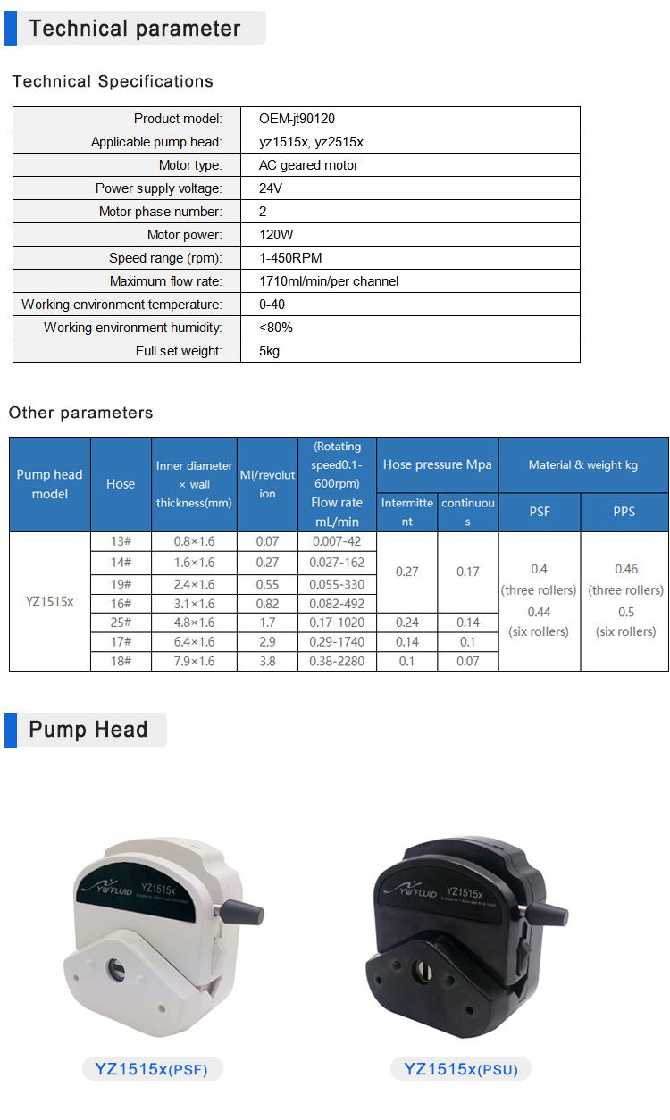 YWfluid large flow Laboratory peristaltic pump Used in Drip irrigation Suitable for viscous Non-viscous liquid transfer