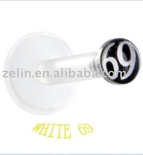 UV acrylic logo push-in labret ring piercing jewelry