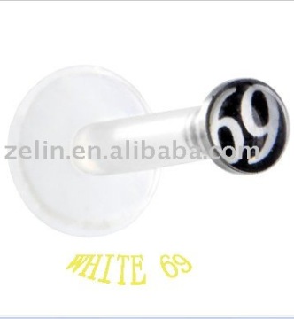 UV acrylic logo push-in labret ring piercing jewelry