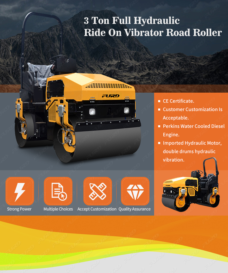 Engine Optional 3 Ton Road Roller