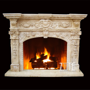 Classic Design Elegant antique stone fireplace carving