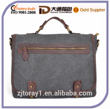 Portable Canvas Briefcase With Leather Handle For Men