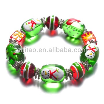 Handmade Glass Snowman Christmas Style Stretched Bracelet pictures of beaded bracelets