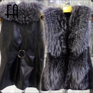 Factory directly wholesale price fur vest/real fur vest/silver fox leather fur vest