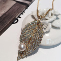 Daun bentuk aloi Crystal Kalung tiruan Pearl Kalung