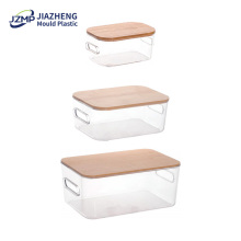 Bamboo Lid Container Clear Storage Box Pantry Bin