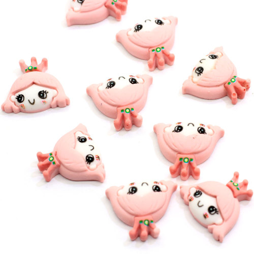 Lovely Resin Cartoon Girl Head Flatback Cabochon Random Slime Components For Accessory DIY Findings