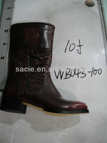 Ladies Women Low Heel Winter Boot Special Pattern Zip