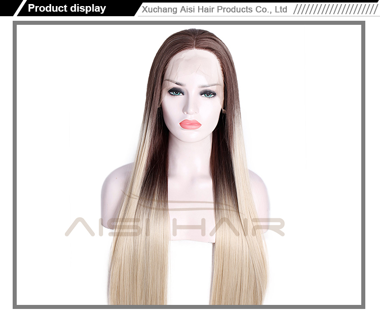 Aisi Hair 26 Inch Long Silky Straight Wig Ombre Blonde Dark Root Lace Frontal Wig Middle Part Front Lace Hair Wigs For Women