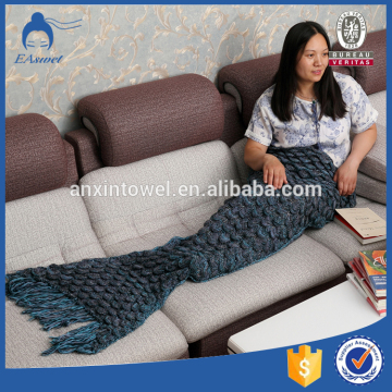 yarn knitted Mermaid Tail blanket, handmade crochet mermaid blanket