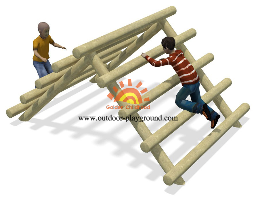 outdoor log frame tunnel net climber for kids