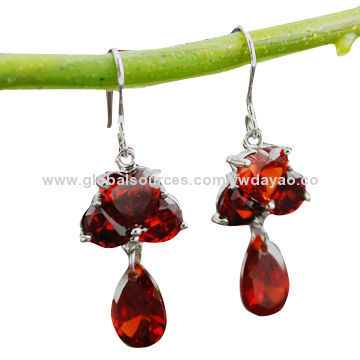 Crystal fashion jewelry ruby drop earrings