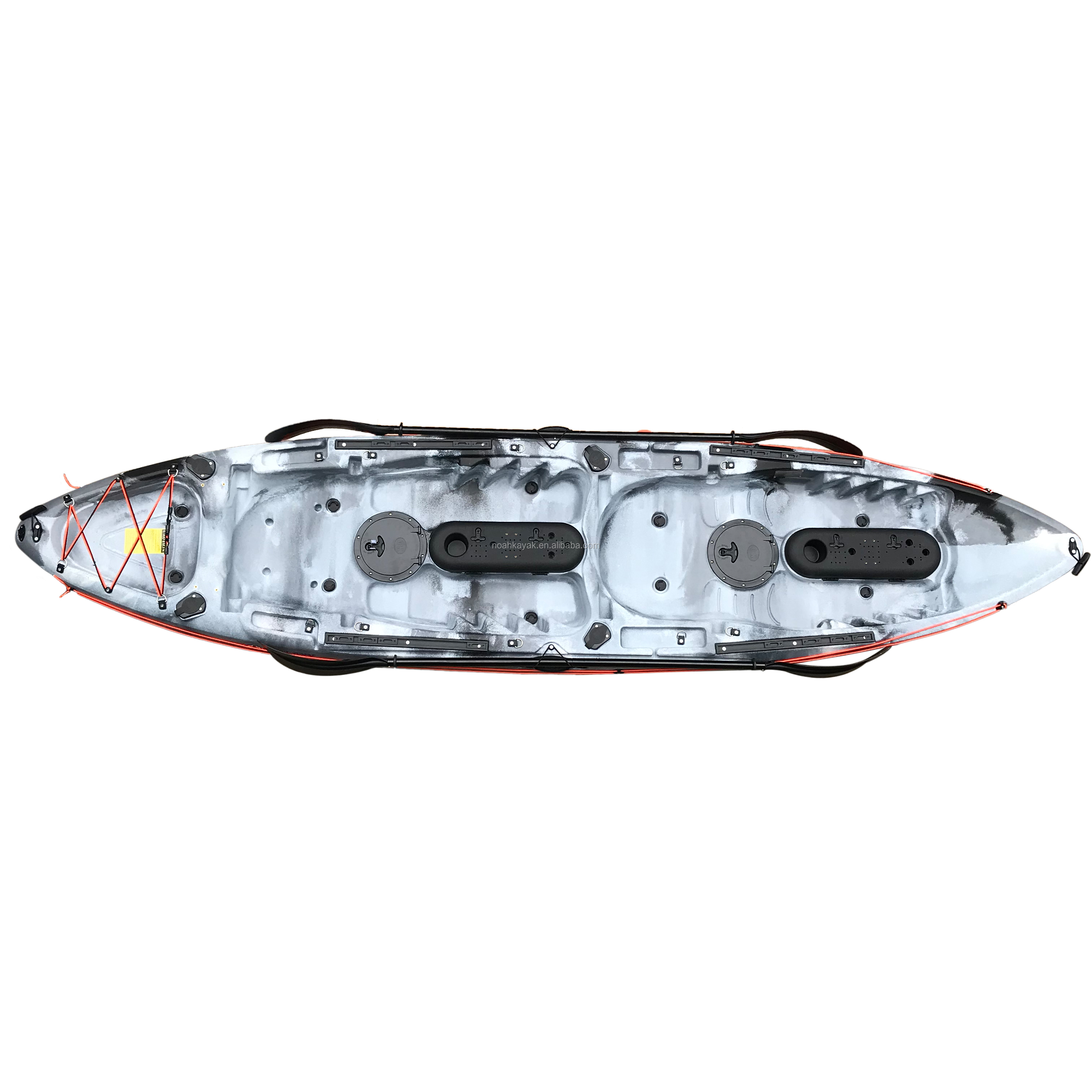 Kayak de pesca doble se siente en la parte superior kayak