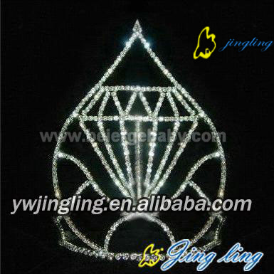 Diamond shape custom rhinestone pageant crown CR-632